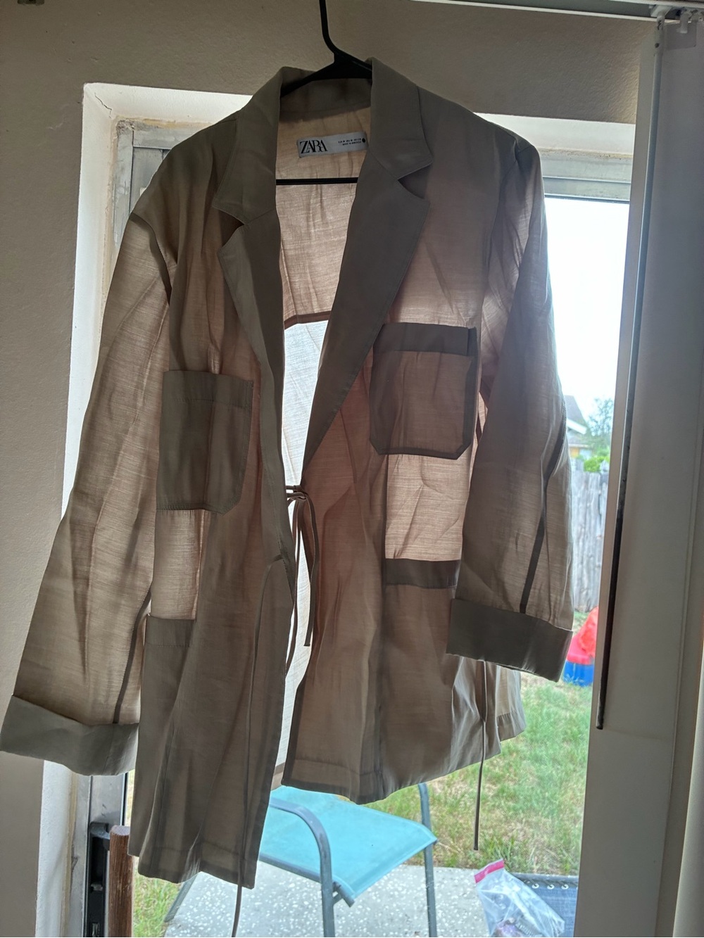 Zara Sheer Olive Lightweight Blazer